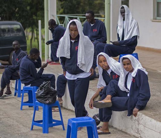 Yenenesh Yigsaw (right) recovers from her latest reconstructive surgery with other Noma patients at a recuperation centre outside of Addis Ababa, Ethiopia�s capital. Credit: Nick Ashdown/IPS
